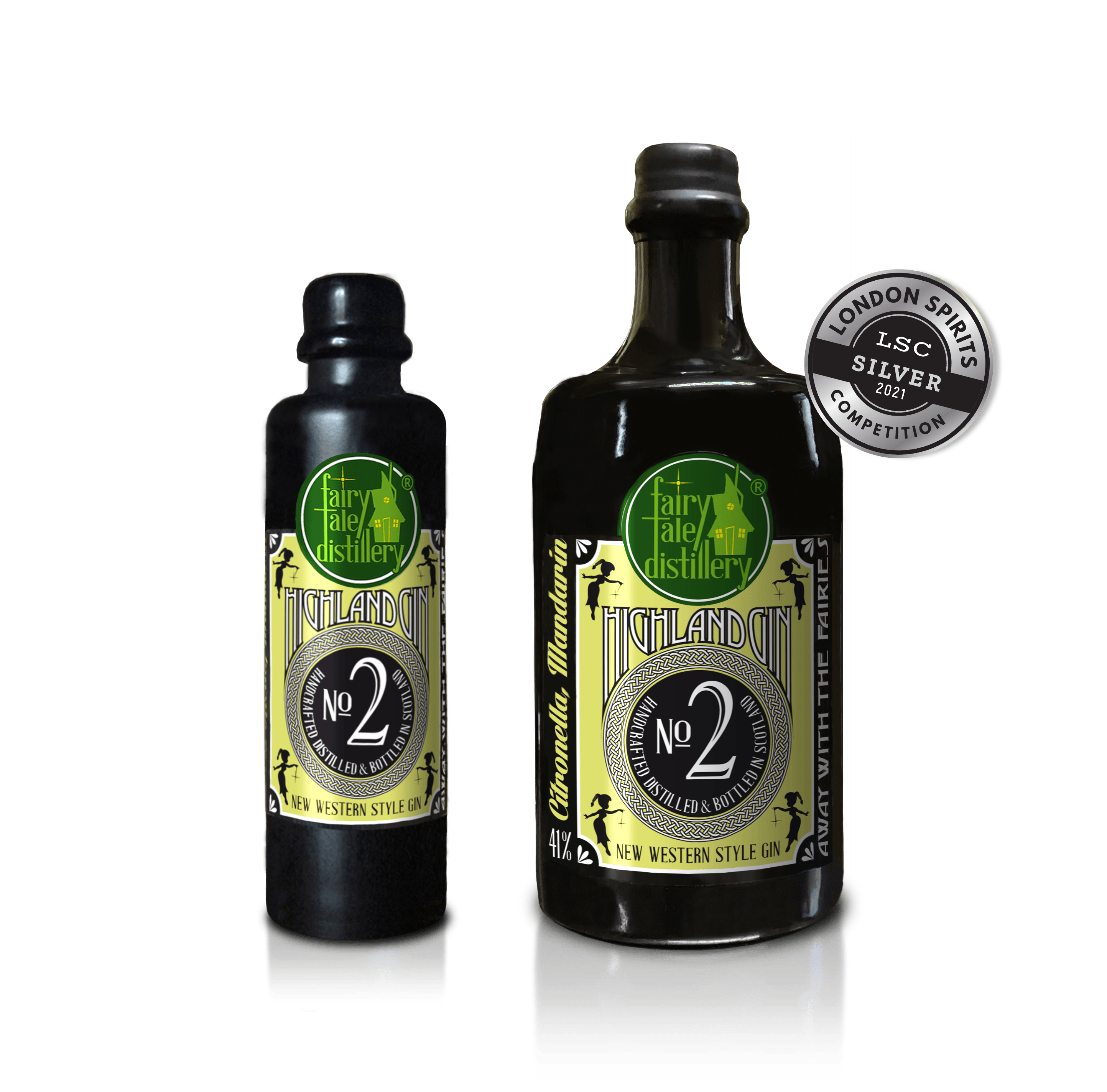 No 2 New Western Style Highland Gin bottle from Fairytale Distillery with London Spirits Competition 2021 Silver