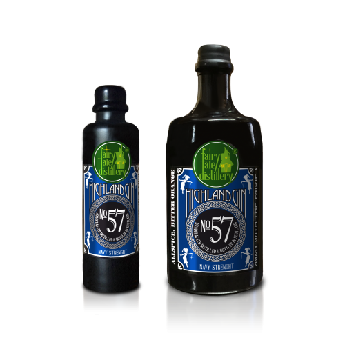 No 57 Navy Strength Highland Gin bottles from Fairytale Distillery