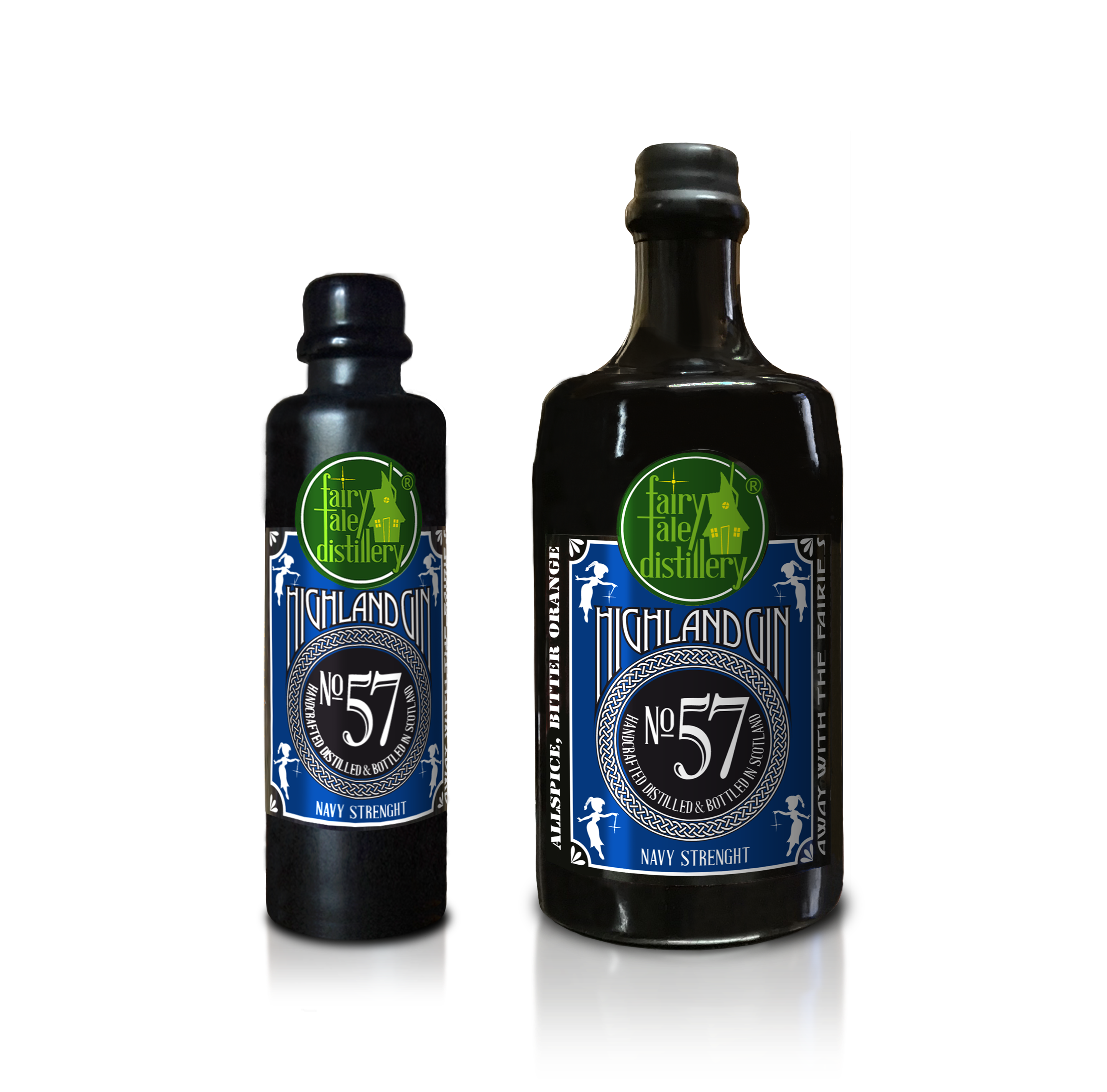 No 57 Navy Strength Highland Gin bottles from Fairytale Distillery